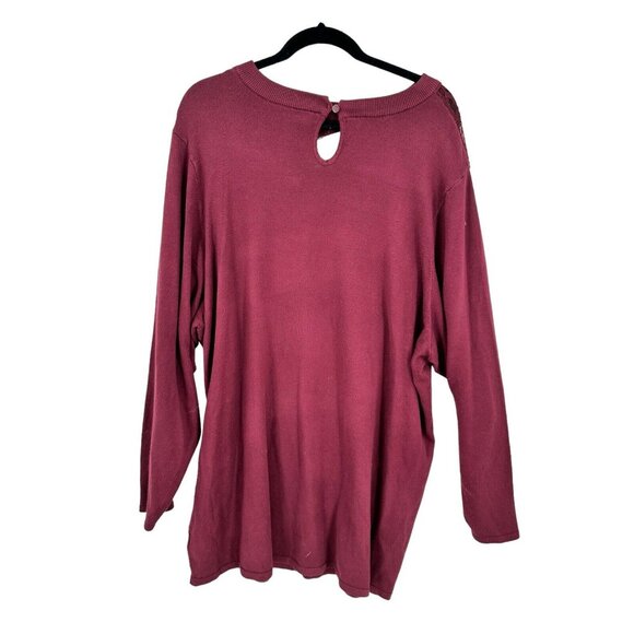 Torrid Top Size 5 Maroon Long Sleeve Lace Keyhole Pullover Mock‎ Neck Sweater - Picture 9 of 10